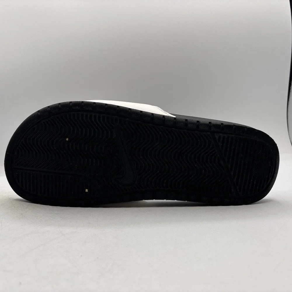 Nike Benassi JDI Slides Mens Size 8 White Black 343880-100 Slip On Sport Sandals